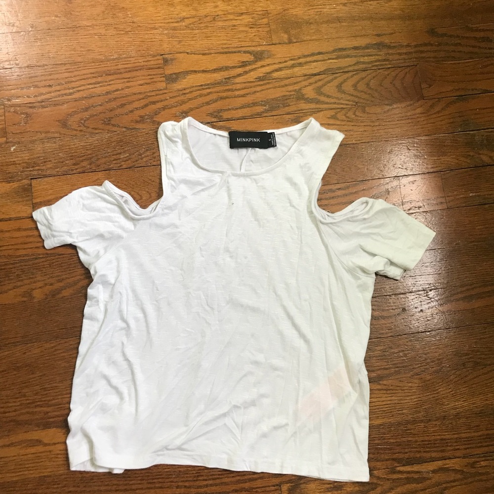 Mink pink cute off shoulder T-shirt